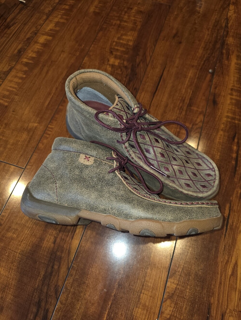 Twisted X Suede Chukka Boots with Burgundy Laces